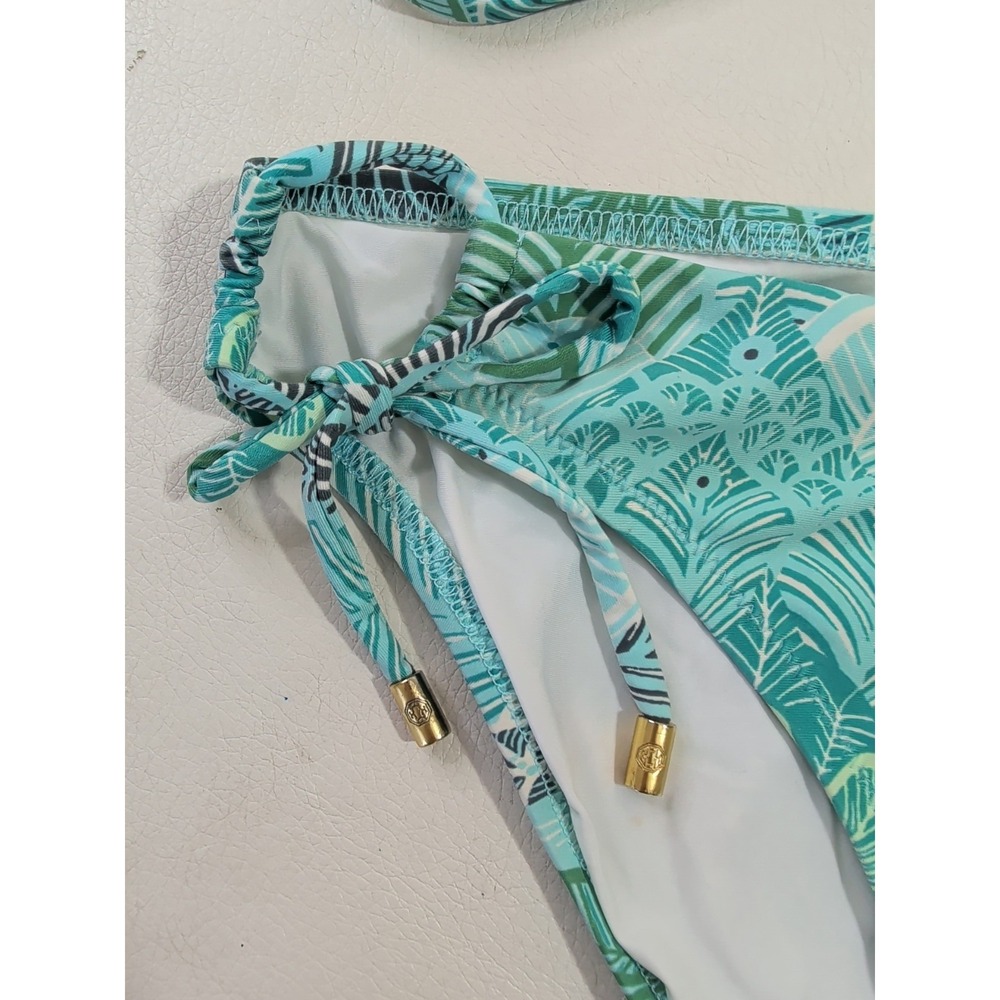 Helen Jon Bikini Swim Set Womens M Blue Dominica Floral Beach Pool Vacation - Picture 3 of 10